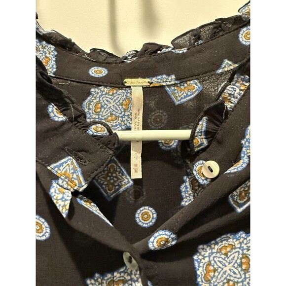 FREE PEOPLE Medallion Print Turn Turn Relaxed Fit Long Sleeve Mini Dress Medium - Picture 4 of 9